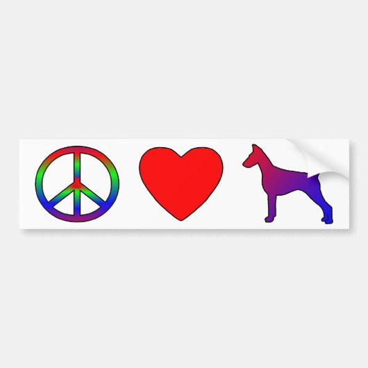 Peace Love Doberman Pinschers Bumpersticker (Voorkant)