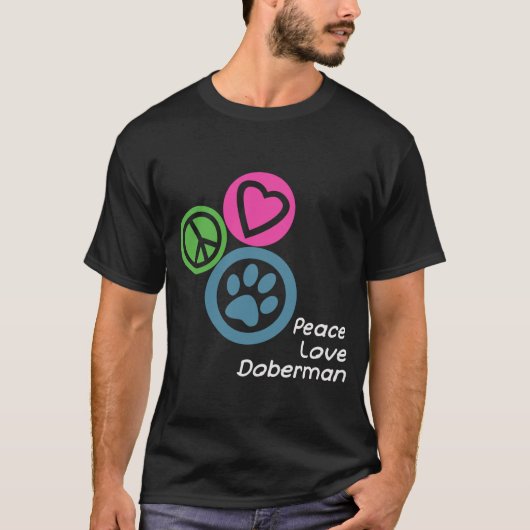 PEACE LOVE DOBERMAN T-SHIRT (Voorkant)