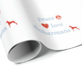 Peace Love Dobermans Cadeaupapier (Rol Hoek)