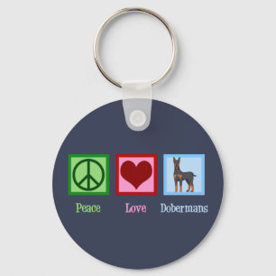 Peace Love Dobermans Sleutelhanger