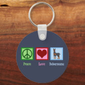 Peace Love Dobermans Sleutelhanger (Voorkant)
