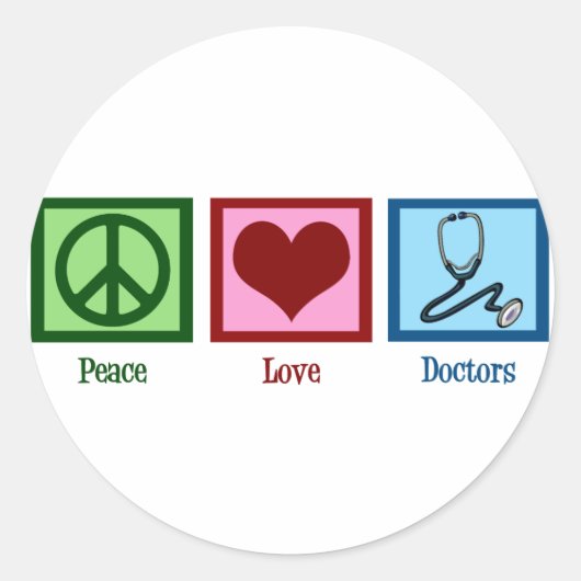 Peace Love Doctors Ronde Sticker (Voorkant)