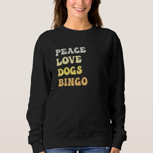 Peace Love Dogs Bingo Retro Trui (Voorkant)