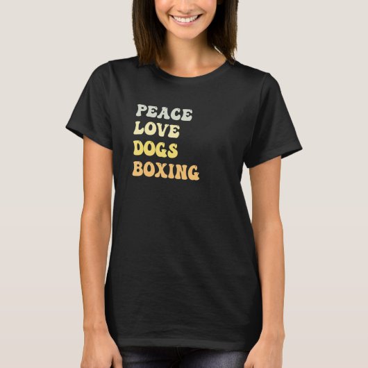 Peace Love Dogs Boxing   Retro T-shirt (Voorkant)