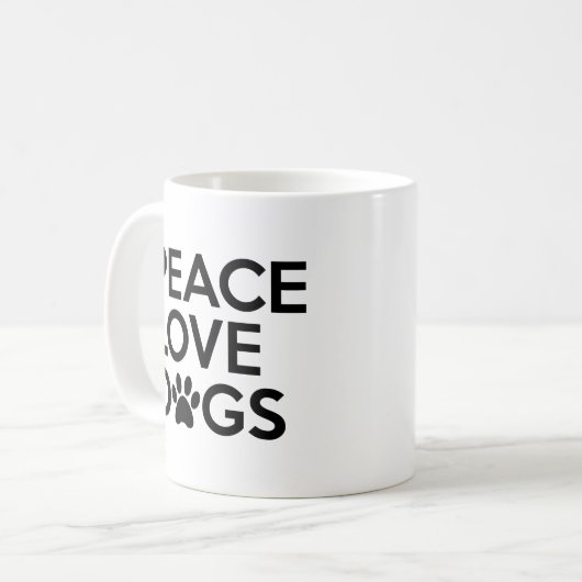 Peace Love Dogs Coffee Mok (Voorkant links)