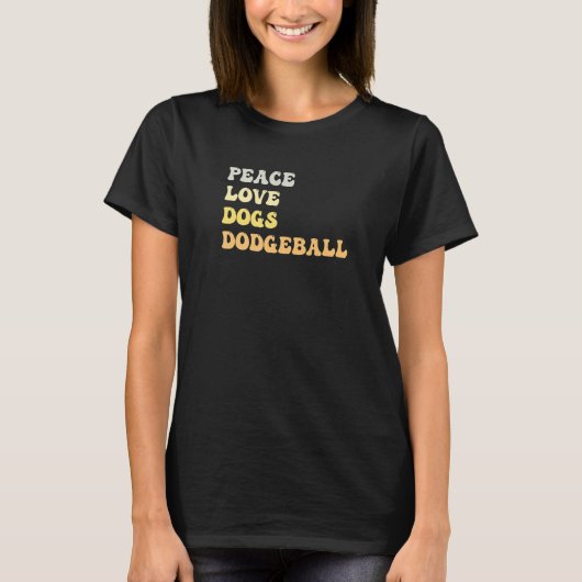Peace Love Dogs Dodgeball  Retro T-shirt (Voorkant)