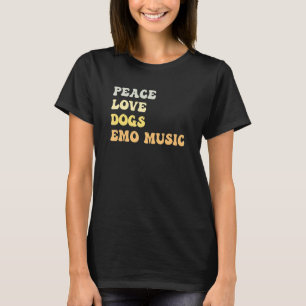 Peace Love Dogs Emo Music Retro T-shirt