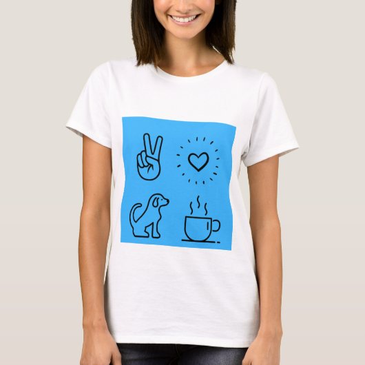 Peace Love Dogs en Coffee T-shirt (Voorkant)