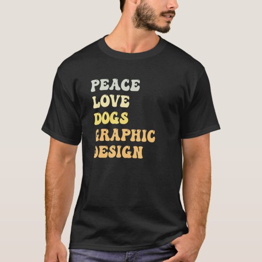 Peace Love Dogs Graphic Retro T-shirt (Voorkant)