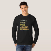 Peace Love Dogs Jigsaw Puzzles Retro T-shirt (Voorkant volledig)