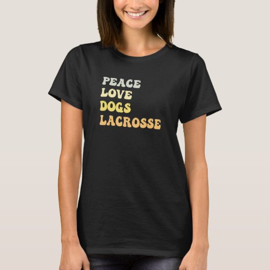 Peace Love Dogs Lacrosse   Retro T-shirt (Voorkant)