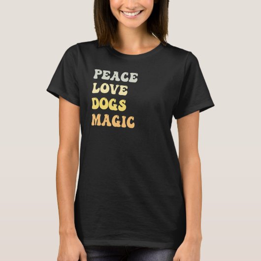 Peace Love Dogs Magic Retro T-shirt (Voorkant)