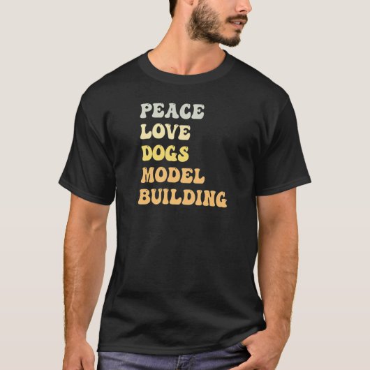 Peace Love Dogs Model Building Retro T-shirt (Voorkant)