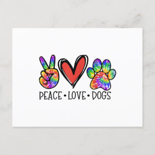 Peace Love Dogs Paws Tie Dye Rainbow Animal Rescue Feestdagenkaart