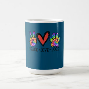 Peace Love Dogs Paws Tie Dye Rainbow Animal Rescue Koffiemok