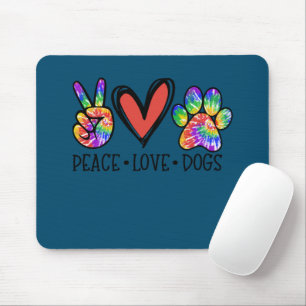Peace Love Dogs Paws Tie Dye Rainbow Animal Rescue Muismat