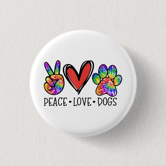 Peace Love Dogs Paws Tie Dye Rainbow Animal Rescue Ronde Button 3,2 Cm (Voorkant)