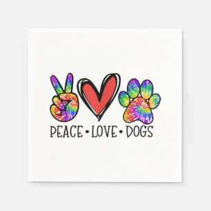 Peace Love Dogs Paws Tie Dye Rainbow Animal Rescue Servet