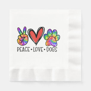 Peace Love Dogs Paws Tie Dye Rainbow Animal Rescue Servet