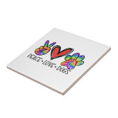 Peace Love Dogs Paws Tie Dye Rainbow Animal Rescue Tegeltje (Zijkant)