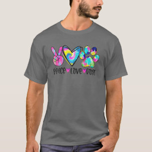 Peace Love Dogs Tie Dye Dog Paw Mam Hondenliefhebb T-shirt
