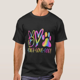 Peace Love Dogs Tie Dye Rescue Puppy Dog vrouwen m T-shirt