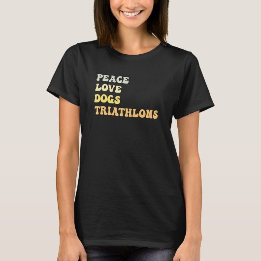 Peace Love Dogs Triathlons Retro T-shirt (Voorkant)