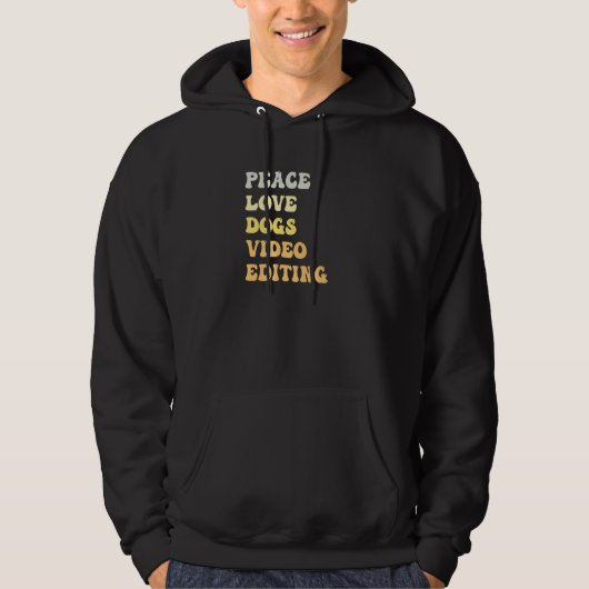 Peace Love Dogs Video Editing  Retro Hoodie (Voorkant)