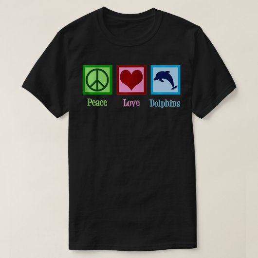 Peace Love Dolphins Cute Blue Dolphin Zip  T-shirt (Design voorkant)