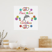 Peace Love Dolphins Poster (Keuken)