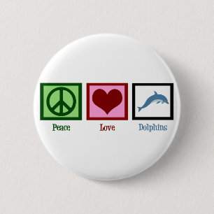 Peace Love Dolphins Ronde Button 5,7 Cm
