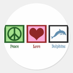 Peace Love Dolphins Ronde Sticker