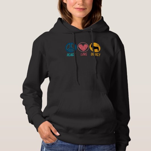 Peace Love Donkey Hoodie (Voorkant)