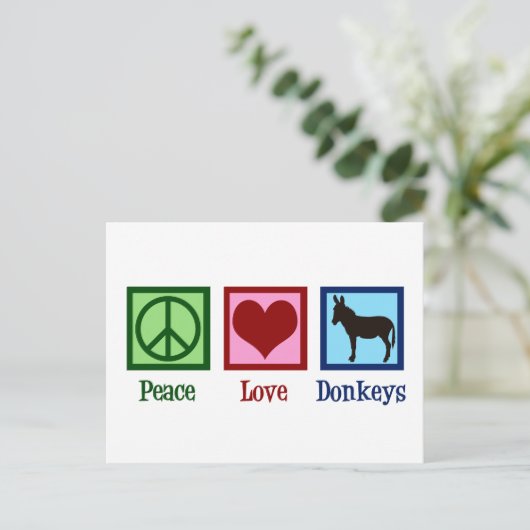 Peace Love Donkeys Briefkaart (Staand voorkant)