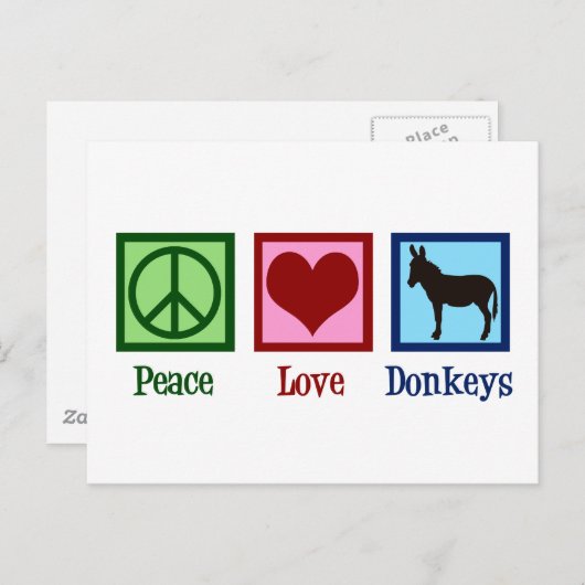 Peace Love Donkeys Briefkaart (Voorkant / Achterkant)