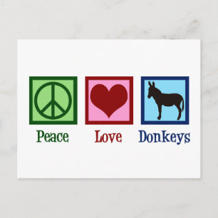 Peace Love Donkeys Briefkaart