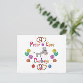 PEACE LOVE DONKEYS BRIEFKAART (Staand voorkant)