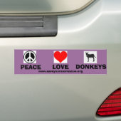 Peace Love Donkeys Bumpersticker (Op auto)