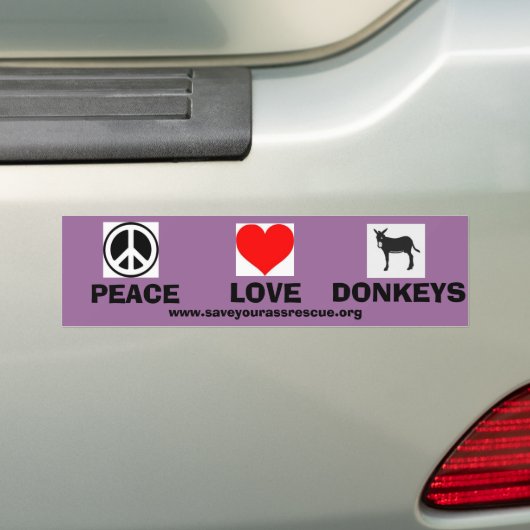 Peace Love Donkeys Bumpersticker (Op auto)