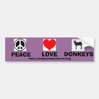 Peace Love Donkeys Bumpersticker