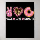 Peace Love Donuts Funny Doughnut Lover Mannen Wome Poster (Voorkant)