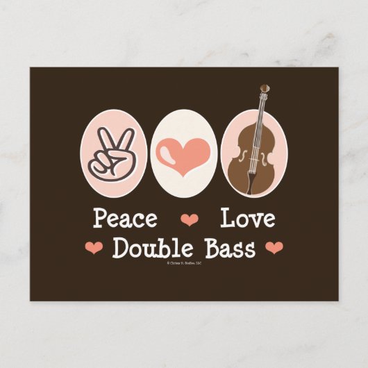 Peace Love Double Bass Briefkaart (Voorkant)
