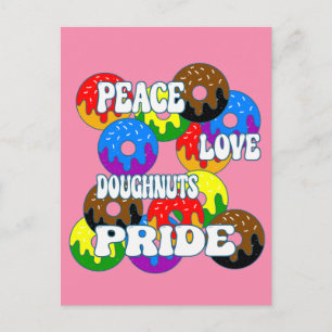 Peace Love Doughnuts Pride Briefkaart