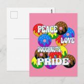Peace Love Doughnuts Pride Briefkaart (Voorkant / Achterkant)
