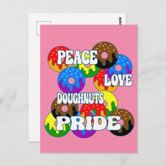 Peace Love Doughnuts Pride Briefkaart (Voorkant / Achterkant)