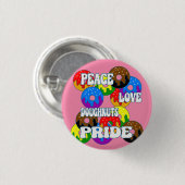 Peace Love Doughnuts Pride Sleutelhanger Ronde Button 3,2 Cm (Voorkant /achterkant)