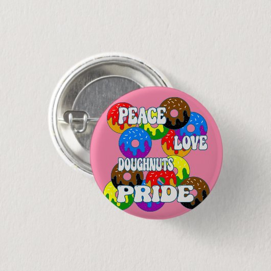 Peace Love Doughnuts Pride Sleutelhanger Ronde Button 3,2 Cm (Voorkant /achterkant)