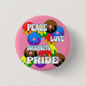Peace Love Doughnuts Pride Sleutelhanger Ronde Button 3,2 Cm (Voorkant)