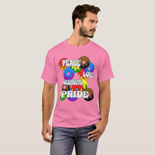Peace Love Doughnuts Pride T-shirt (Voorkant volledig)
