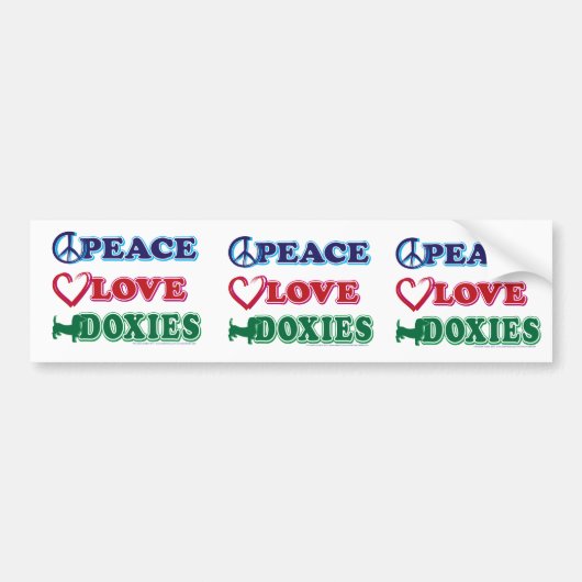 Peace-Love-Doxies- Dachsund Bumpersticker (Voorkant)